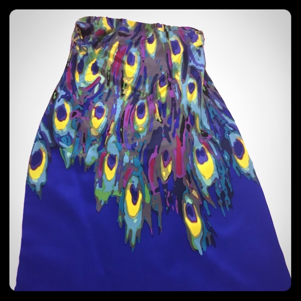 Trina Turk silk peacock dress